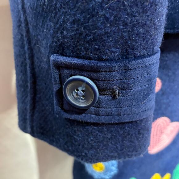 Mini Boden Girls Floral Embroidered Navy Blue Coat Size 9-10Y - Picture 4 of 10